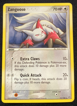 Pokemon TCG Zangoose EX Emerald 21/106 Regular Rare - LP - Image 1