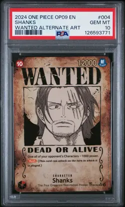 2024 ONE PIECE OP09-EMPERORS IN THE NEW WORLD WANTED ALTERNATE ART SHANKS PSA 10 - Image 1