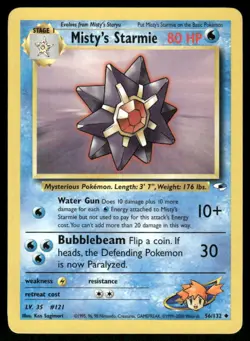 Pokemon Cards Misty's Starmie 56/132 UNLIMITED Gym Heroes WOTC Uncommon NM - Image 1