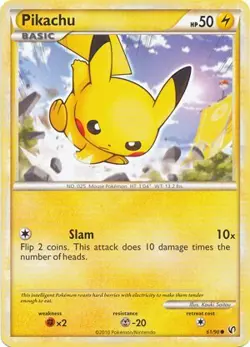 Pokemon Card HeartGold SoulSilver Undaunted 61/90 Pikachu - Image 1