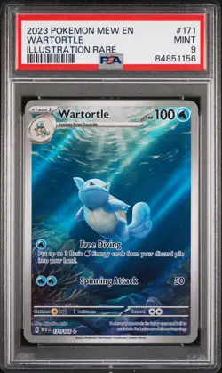 2023 POKEMON MEW EN-151 #171 WARTORTLE ILLUSTRATION RARE PSA MINT 9 - Image 1