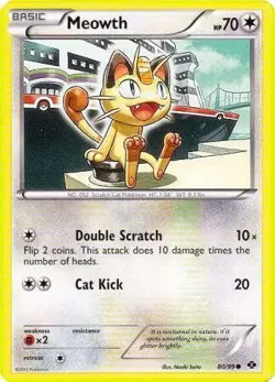 Pokemon Next Destinies REVERSE HOLO Common Card - Meowth 80/99 - Image 1