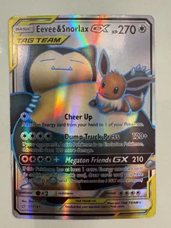 Pokemon Eevee & Snorlax GX TAG TEAM Ultra Rare 171/181 Holo Team Up 2019 Card - Image 1