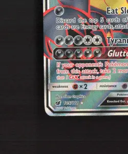 Guzzlord GX 105/111 Crimson Invasion Full Art Ultra Rare Holo Pokemon Card MP - Image 5