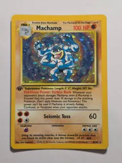 1st Edition Machamp 8/102 Base Set Rare Holo Pokemon Card WOTC 1999 - Excellent - Image 1
