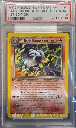 Pokemon Dark Houndoom 1st Edition Holo Rare Neo Destiny Card 7/105 PSA 10 GEM MT - Image 1