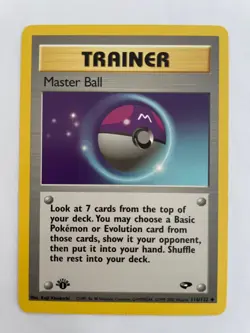 Master Ball 116/132 Gym Challenge 1st Edition TCG Trainer Card Pokemon NM - Image 1