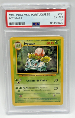 1999 Pokemon Portuguese Base Set Ivysaur #30 PSA 6 EX-MT - Image 1