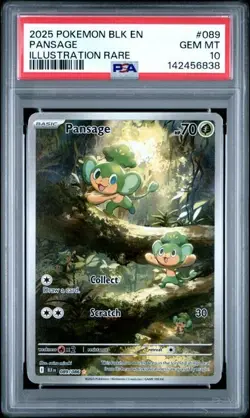 2025 POKEMON BLACK BOLT #089 PANSAGE ILLUSTRATION RARE PSA 10 Gem Mint - Image 1