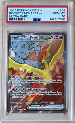 2025 Pokemon S&V Destined Rivals Team Rocket's Moltres ex #208/182 PSA 10 Gem 💎 - Image 1