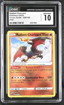 Radiant Charizard 020/159 Holo Crown Zenith Pokemon CGC 10 Gem Mint - Image 1