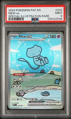 2024 POKEMON PAF EN-PALDEAN FATES SPECIAL ILLUSTRATION RARE #232 MEW EX PSA 9 - Image 1