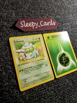 Pokemon First 1st Edition Bulbasaur 44/102 Shadowless, With Energy NM - Image 2