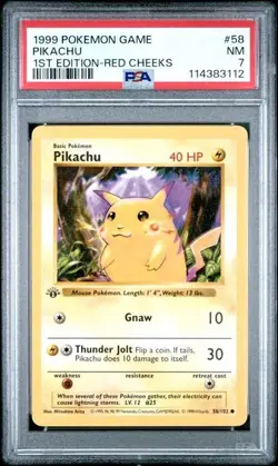 PSA 7 - 1999 POKEMON BASE SET 1ST EDITION-RED CHEEKS #58 PIKACHU - Image 1