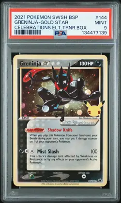 2021 POKEMON SWSH BLACK STAR PROMO #144 GRENINJA-GOLD STAR PSA 9 - Image 1