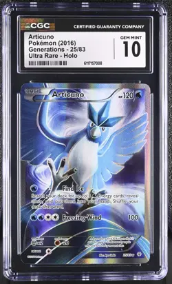 2016 POKEMON XY GENERATIONS #25 FULL ART ARTICUNO CGC 10 GEM MINT POP 3 - Image 1