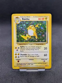 Raichu 14/102 Base Set Holo Pokemon Card WOTC Played - Image 1