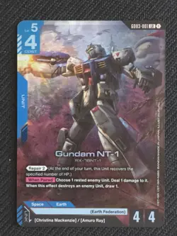 Gundam NT-1 Unit Card GD03-001 Christina Mackenzie Amuro Ray Gundam War TCG - Image 1