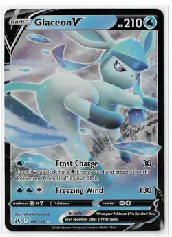 Glaceon V - 038/159 - Pokemon Crown Zenith Sword & Shield Ultra Rare Card NM - Image 1