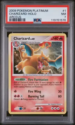 2009 POKEMON PLATINUM ARCEUS CHARIZARD HOLO 1/99 PSA 7 - Image 1