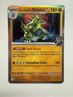 Team Rocket's Tyranitar 096/182 Holo Rare Destined Rivals Pokemon TCG - Image 1