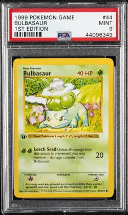 1999 POKEMON BASE SET 1ST EDITION #44 BULBASAUR PSA 9 - Image 1