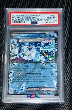 2025 POKEMON PSA 10 TWM EN-TWILIGHT MASQUERADE #064 WELLSPRING MASK OGERPON EX - Image 1