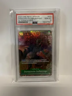 One Piece Kingdoms Of Intrigue- Donquixote Doflamingo SR Alt Art OP04-031 PSA 10 - Image 1