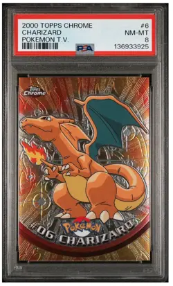 2000 Topps Chrome Pokemon TV #6 Charizard PSA 8 NM-MT Graded Vintage Card Series - Image 1