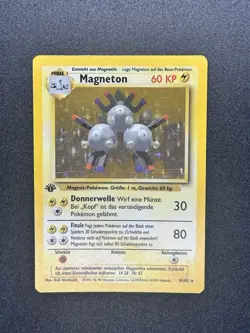 Pokemon TCG Magneton Base Set Holo 1st Edition Rare Card 9/102 NM German Vintage - Image 1
