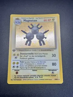 Pokemon TCG Magneton Base Set Holo 1st Edition Rare Card 9/102 NM German Vintage - Image 3