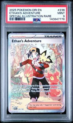2025 POKEMON DESTINED RIVALS SPECIAL ILLUSTRATION RARE ETHAN'S ADVENTURE PSA 9 - Image 1