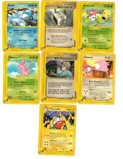 POKEMON VINTAGE E-READER LOT OF 7 MIXED GRADE VINTAGE BELLSPROUT ELECTRODE - Image 1