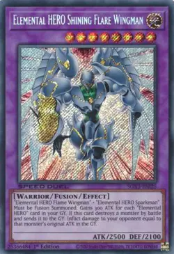 Yugioh! Elemental HERO Shining Flare Wingman - SGX3-ENI25 - Secret Rare - 1st Ed - Image 1