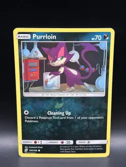 Reverse Holo Purrloin 135/236 - Pokemon Unified Minds Card - NM - Image 1