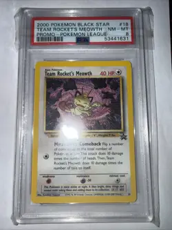 Pokemon Team Rockets Meowth #18 Black Star Promo Psa 8 - Image 1