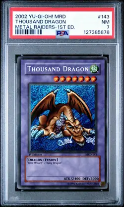 Yu-Gi-Oh! Thousand Dragon Metal Raiders 1st Edition Secret Rare MRD-143 PSA 7 NM - Image 1