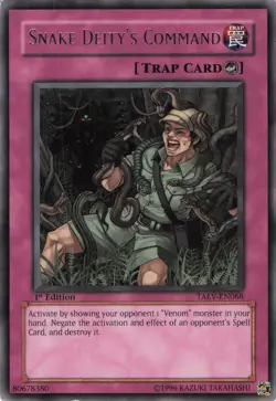 Yugioh Snake Deity's Command TAEV-EN068 Rare 1st Edition LP - Image 1