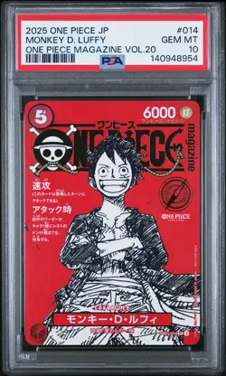 2025 ONE PIECE JPN PROMOS ONE PIECE MAGAZINE VOL.20 #014 MONKEY D. LUFFY PSA 10 - Image 1