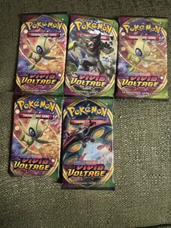 Pokemon Sword & Shield 4 Vivid Voltage Booster Pack Cards Lot (5 Packs) 820650807497 - Image 1