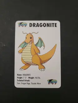 LP Pokemon Dragonite 149 Mini Card 1998 Applause Nintendo KFC Promo Vintage - Image 1