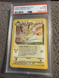 2000 Pokemon Rocket Dark Raichu 83/82 PSA 6 - Image 1