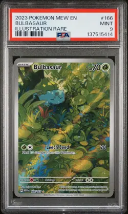 2023 POKEMON MEW EN-151 ILLUSTRATION RARE #166 BULBASAUR PSA 9 - Image 1