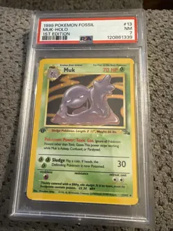 1999 Pokemon Fossil First Edition 13/62 Muk Holo PSA 7 - Image 1