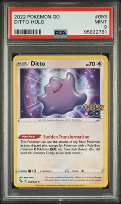 2022 POKEMON GO #053 DITTO HOLO - PSA 9 - Image 1