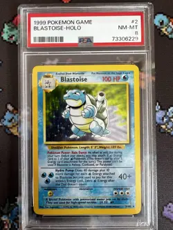 Blastoise Base Set Unlimited Holo Rare 2/102 PSA 8 English Pokemon TCG Card 1999 - Image 1