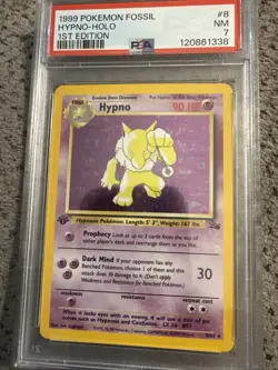 1999 Pokemon Fossil First Edition 8/62 Hypno PSA 7 - Image 1