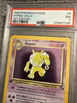 1999 Pokemon Fossil First Edition 8/62 Hypno PSA 7 - Image 2