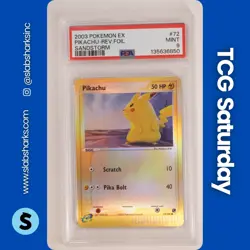 2003 POKEMON EX SANDSTORM #72/100 PIKACHU REVERSE HOLO PSA 9 - Image 1