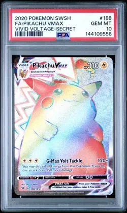 PSA 10 PIKACHU VMAX 188 VIVID VOLTAGE SECRET RAINBOW SWORD & SHIELD POKEMON - Image 1